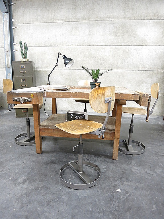 Wie Iedereen Retentie Stoere werktafel keukentafel industrieel vintage, table Industrial vintage  | Bestwelhip