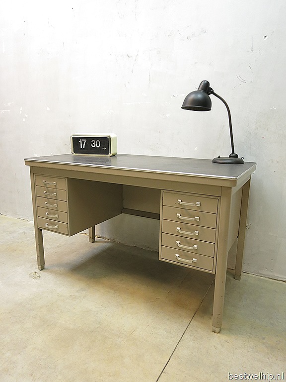 Daarbij Het formulier beheerder Industrieel metalen vintage bureau, vintage desk Industrial Gispen |  Bestwelhip