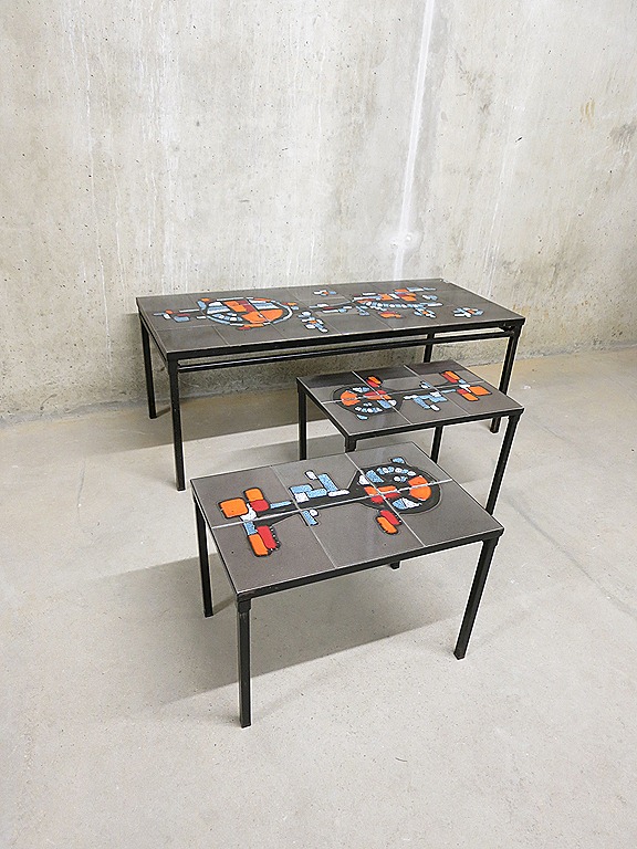 Lounge Stiptheid Imperialisme Vintage salontafel / tile table set 'Adri' | Bestwelhip