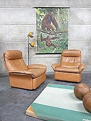 De Sede vintage design leren lounge chairs armchairs