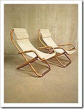Vintage bamboe relax fauteuil