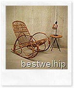 Vintage schommelstoel bamboo rocking chair