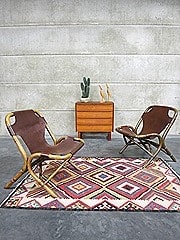 Bamboe vintage lounge fauteuil, lounge chair leather Bamboo chair Rohe Noordwolde