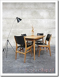 Mid century dinner chairs & table Webe Louis van Teeffelen