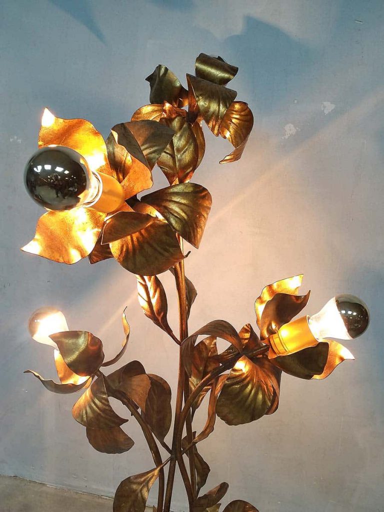 Midcentury modern brass flower floor lamp Hans Kögl