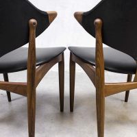 Midcentury design dining chairs cowhorn style, vintage design eetkamer koehoorn stoelen