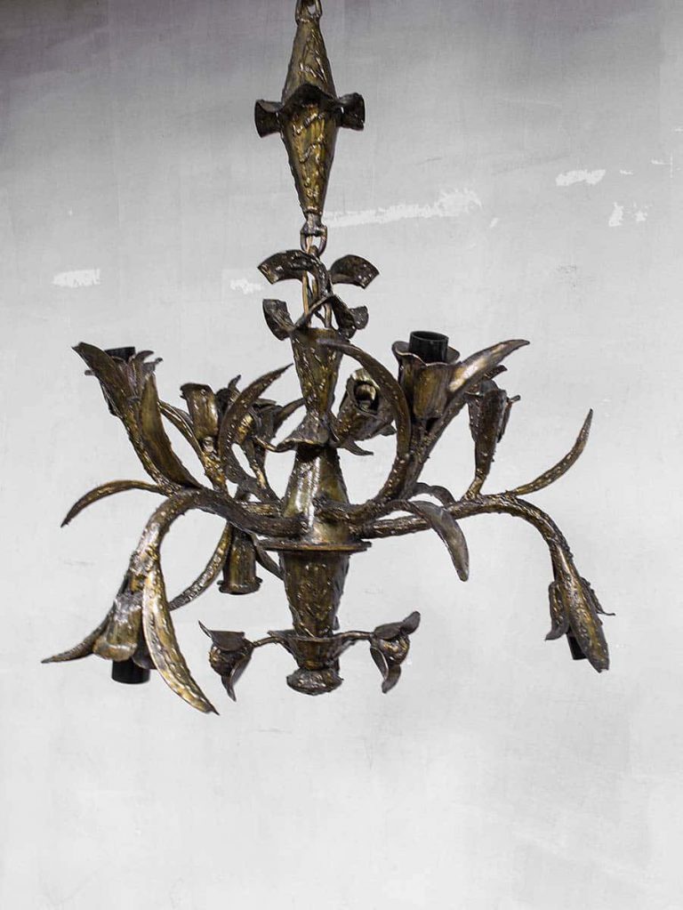 vintage handcrafted 'Sculptural Flower' lamp Brutalism