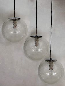 Midcentury design hanglamp bollamp Limburg Glashutte pendant lamp
