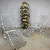 dfauteuil ligbed garden chairs mid century design metal wire chaise lounges deck chair