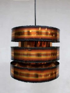 Brutalist vintage copper pendant lamp by Holm-Sørensen , vintage design koperen hanglamp Holm Sorensen