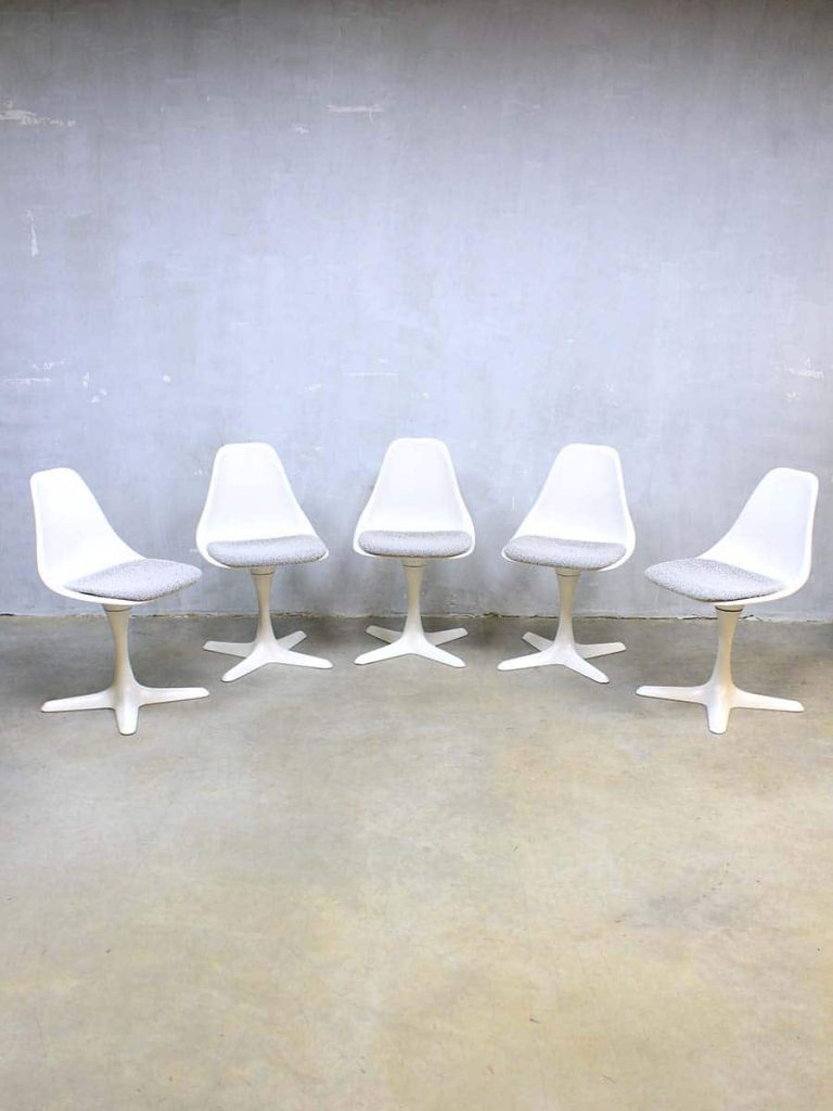 Arkana vintage design tulip dining chairs, vintage eetkamerstoelen Arkana