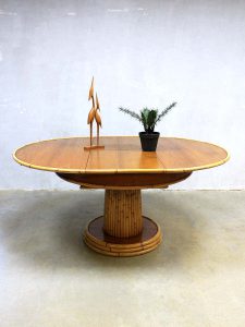 Eclectic vintage midcentury design Bamboo dining table, vintage design Bamboe eetkamer tafel