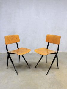 Vintage Industrial Marko school chairs beech, industriële schoolstoelen Marko