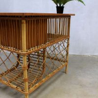 Vintage rotan bamboe bureau Louis Sognot, French rattan bamboo desk Sognot
