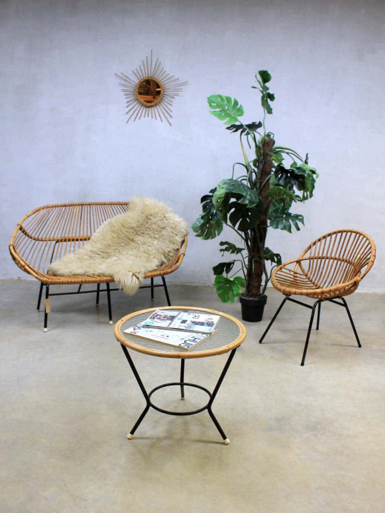Vintage design rotan lounge bank sofa Rohe Noordwolde