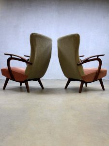 Mid century vintage design wingback chairs, vintage design oorfauteuils Deense