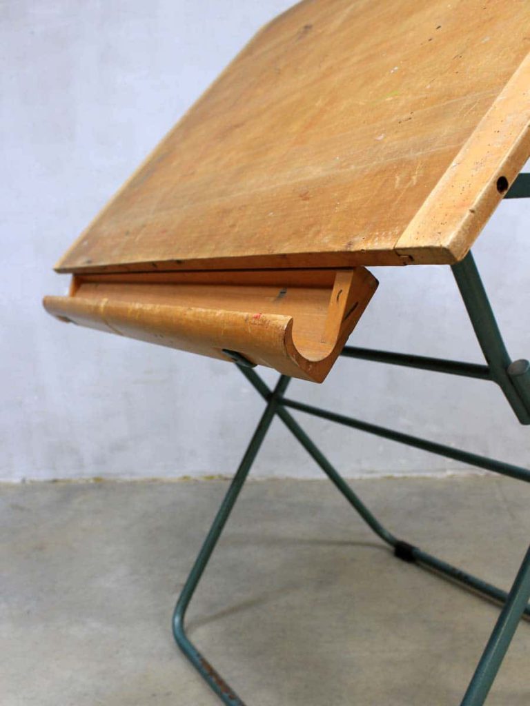 Mid century industrial drawing table, vintage industriële tekentafel
