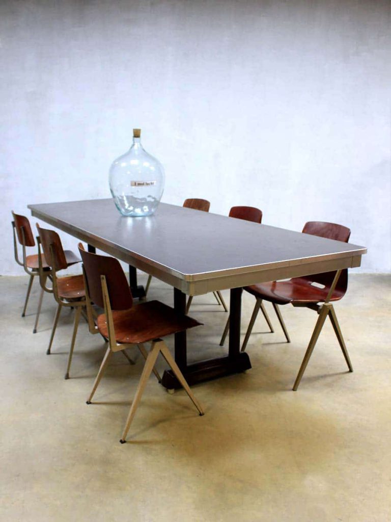 Mid century Gispen office table, Vintage Gispen vergadertafel