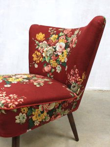 Vintage cocktail stoelen in bloemprint, vintage flowerprint cocktail chairs