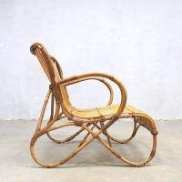vintage rotan lounge stoel, vintage rattan armchair Rohe Noordwolde
