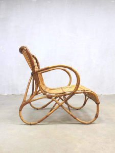 vintage rotan lounge stoel, vintage rattan armchair Rohe Noordwolde