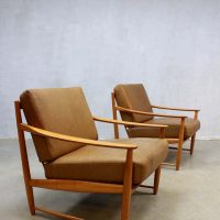 vintage leren lounge fauteuils Deens, Vintage leather lounge chairs midcentury
