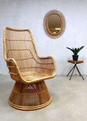rotan fauteuil mid century Franco Albini stijl vintage