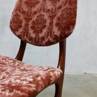 vintage eetkamer stoel velours jacquard pink dinner chair