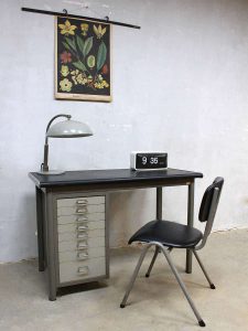 vintage Backfield writing desk Industrial, vintage metalen bureau industrieel