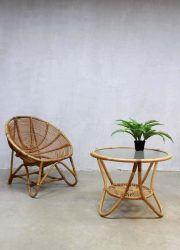 vintage rotan bamboe lounge set, vintage rattan bamboo lounge set