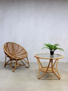 vintage rotan bamboe lounge set, vintage rattan bamboo lounge set