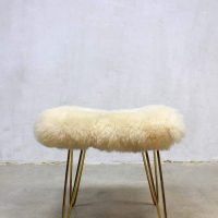 vintage sheepskin stool brass