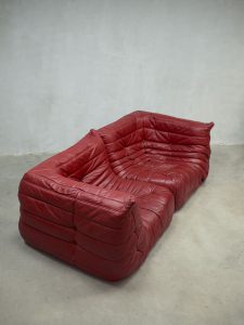 red sofa Ligne Roset vintage mid century