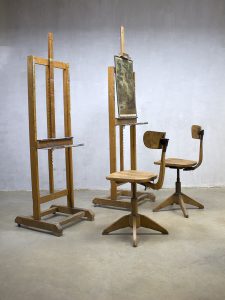 Vintage houten schildersezel painters easel drawing table