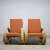 midcentury Paul Frankl bamboo armchair lounge chairs