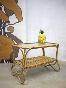 Rohe Noordwolde rattan bamboo table, rotan bamboo vintage coffetable