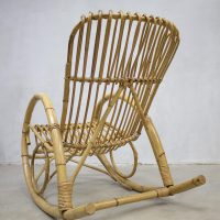 vintage rattan bamboe schommelstoel Rohe Noordwolde