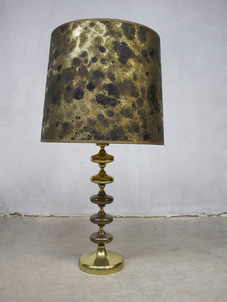 Vintage tafellamp goud koperen lamp