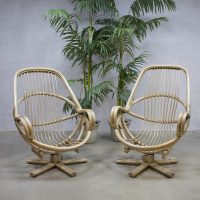 mid century swivel bamboo chairs manou chair vintage