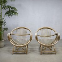 vintage bamboe stoelen fauteuils rotan, vintage bamboo arm chairs rattan