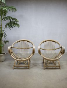 vintage bamboe stoelen fauteuils rotan, vintage bamboo arm chairs rattan