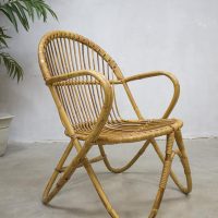 vintage rotan stoel fauteuil bamboe, vintage rattan chair bamboo Rohe Noordwolde