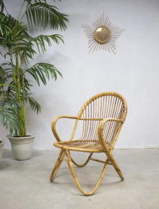 Rohe vintage rotan lounge stoel, vintage rattan chair