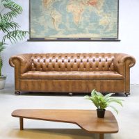Vintage leather chesterfield vintage leren lounge bank XL