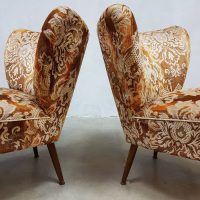 vintage velvet cocktail chairs flock print fifties sixties