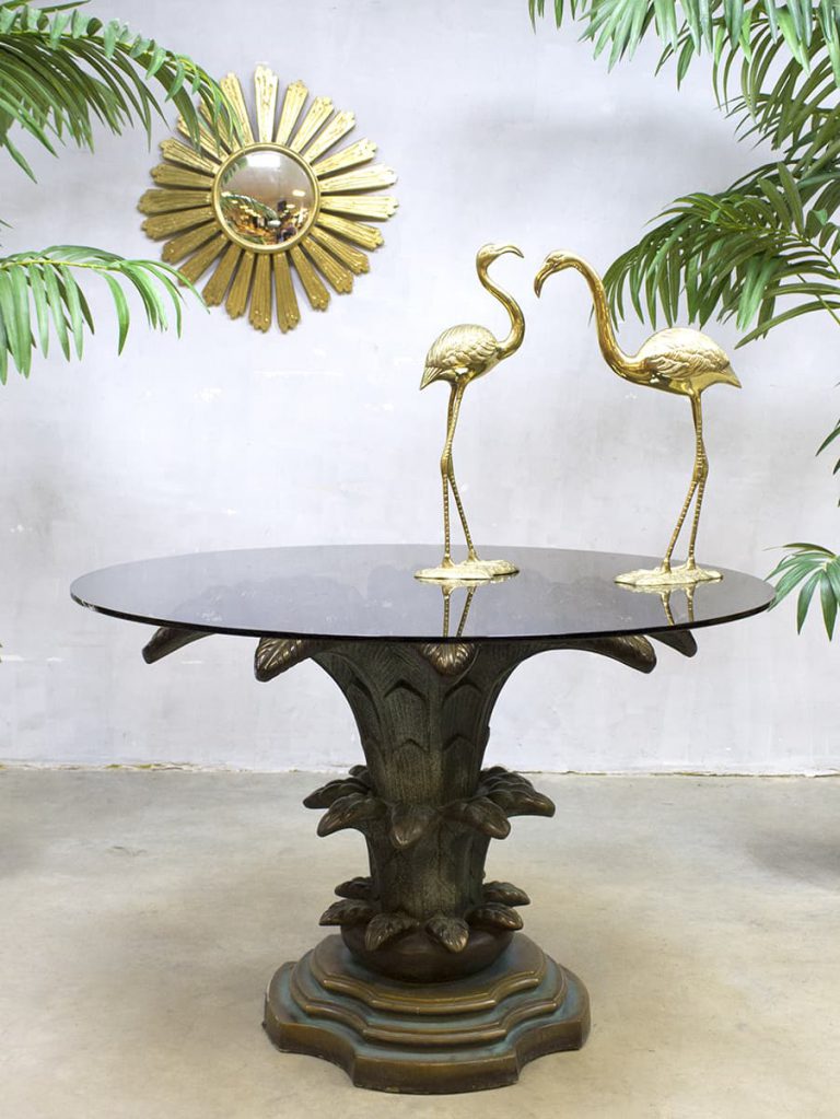 Vintage palm table midcentury eetkamertafel Dubai style