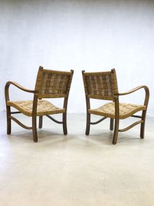 vintage rope chair rattan Scandinavian design Danish minimalism lounge chairs