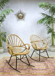 set vintage rocking chairs fifties sixties lounge set