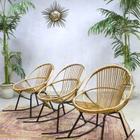 rattan Rohe Noordwolde garden interior rocking chair set vintage midcentury