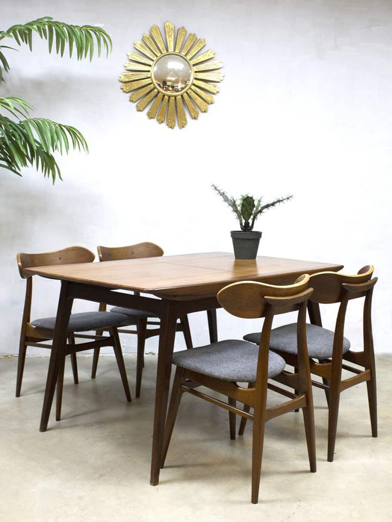Wébé vintage dutch design mid century dining set dinner table eetkamer tafel Louis van Teeffelen stoelen chairs